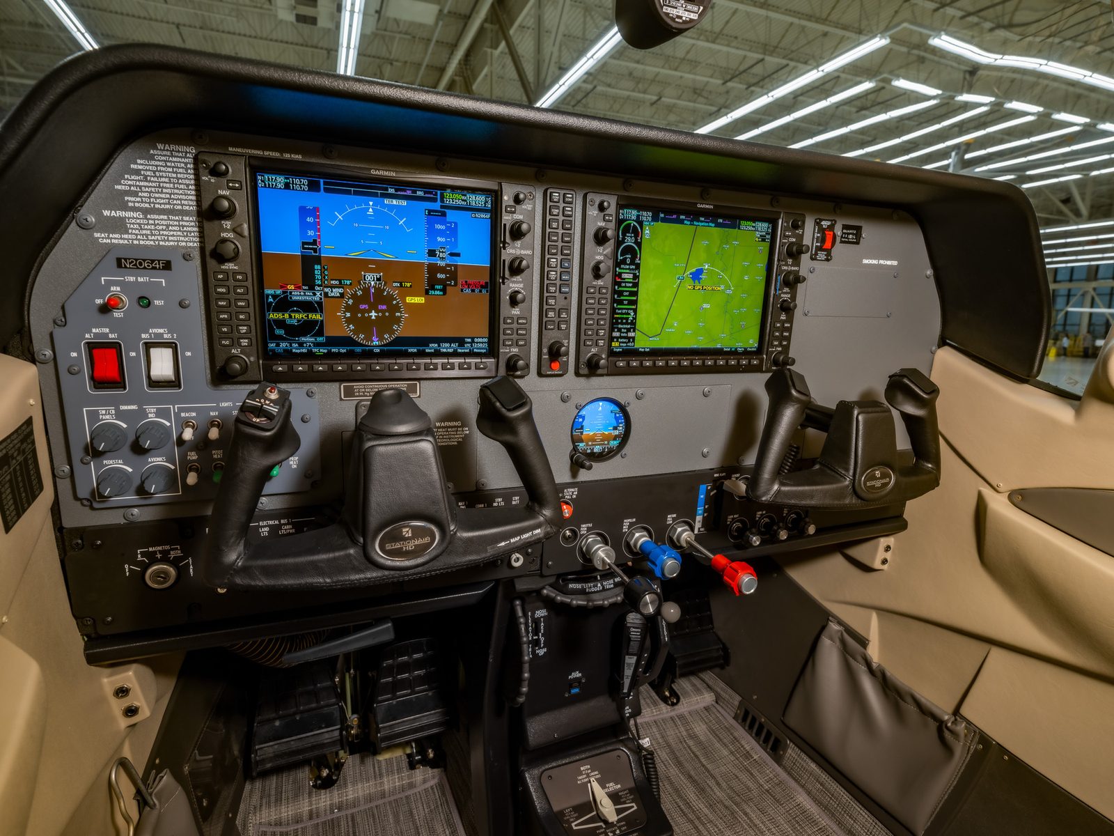 Cessna 206 instrument panel with a Garmin G1000 glass cockpit