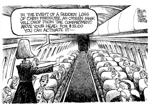 Stewardess giving passenger briefing
